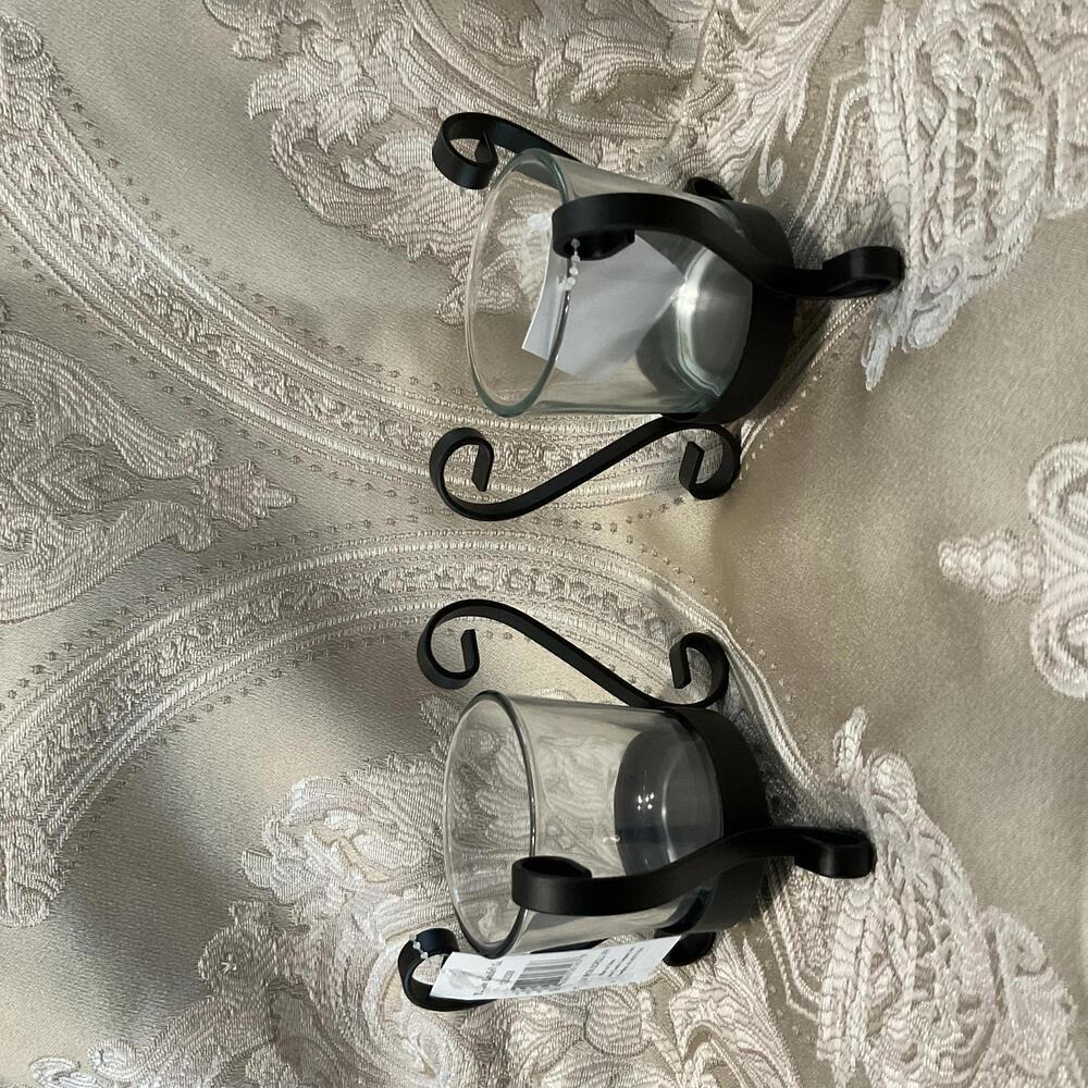 Yankee Candle Black Iron Scroll Votive Holders Set of 2